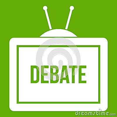 TV with the Debate inscription icon green Vector Illustration