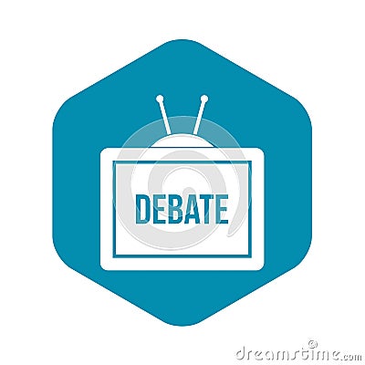 TV with the Debate inscription icon, simple style Vector Illustration