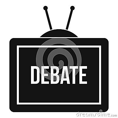 TV with the Debate inscription icon, simple style Vector Illustration