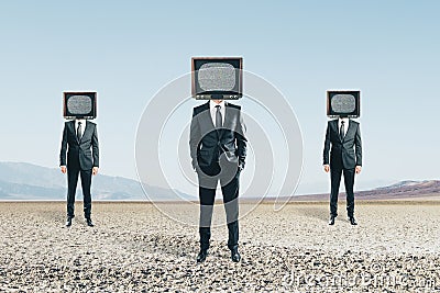 TV headed people Stock Photo