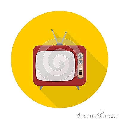 TV icon with long shadow Vector Illustration