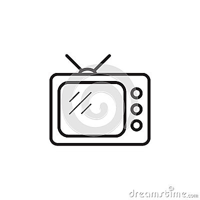 Tv icon outline television line old tv symbol vector image Cartoon Illustration