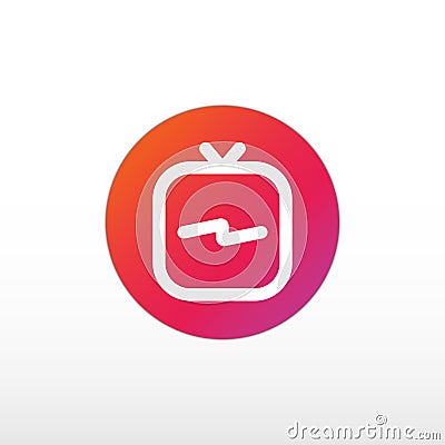 TV icon in social media. IGTV logo white on a gradient background. Mobile TV platform. Vector Illustration