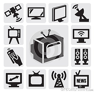 TV icons set Vector Illustration