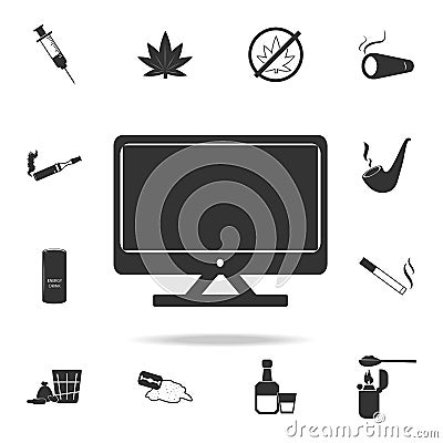 TV iconSet of Human weakness and Addiction element icon. Premium quality graphic design. Signs, outline symbols collection icon fo Stock Photo