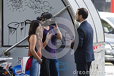 TV interview Editorial Stock Photo