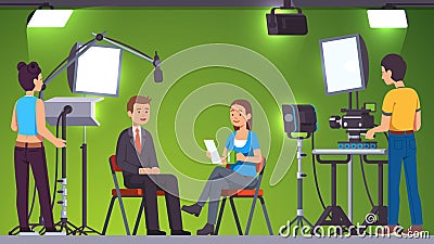 TV live news show host video interview Vector Illustration