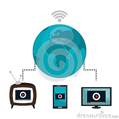 TV live stream Cartoon Illustration