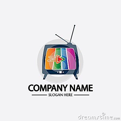 Tv Logo Design Media Technology Symbol Television,television media play logo design template vector,Emblem, Design Concept, Vector Illustration