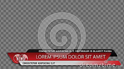 Tv news bar, video headline title or lower third Vector Illustration