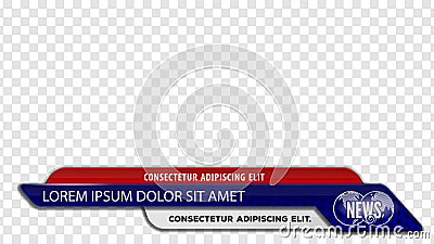 Tv news bars for Video headline title or lower third template. Vector illustration Vector Illustration