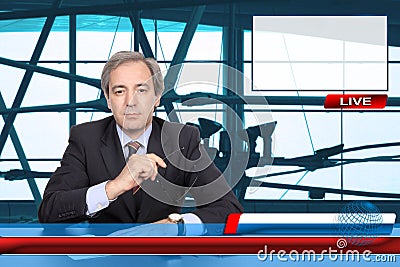 TV News reporter Stock Photo