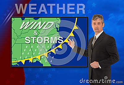 TV news weather meteorologist anchorman reporter Stock Photo