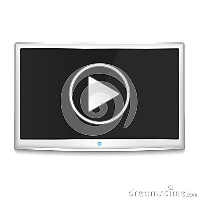 TV with Play Button Vector Illustration