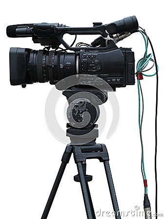 TV Professional studio digital video camera isolated on white Stock Photo