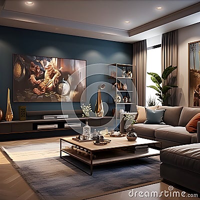 TV room concept. AI Generated Stock Photo