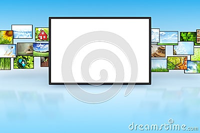 Tv screeen with images Stock Photo