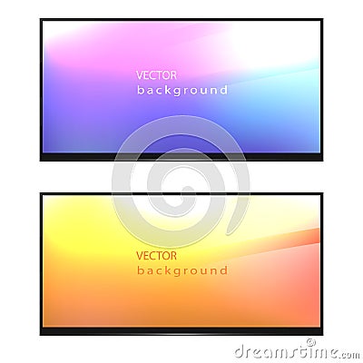 TV screen, plasma panels or TV monitor with a bright image on a background Vector Illustration