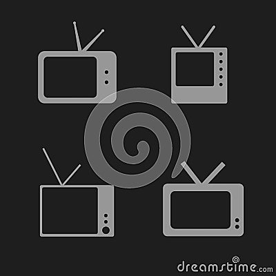 Tv set icon illustration on black background Vector Illustration