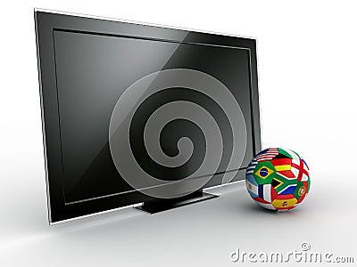 TV with soccerball Stock Photo