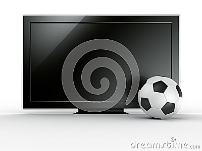 TV with soccerball Stock Photo