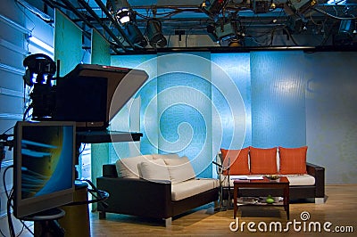 TV studio and lights Stock Photo