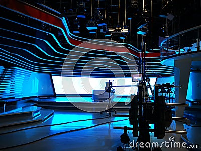 TV Studio live broadcasting recording Stock Photo