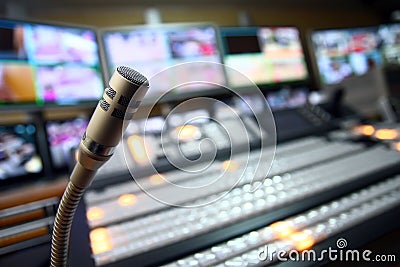 TV studio microphone Stock Photo