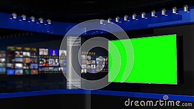 Tv Studio Studio News Studio Blue Background Newsroom Background For News Broadcasts Blurred Of Studio At Tv Station News Cha Stock Video Video Of Modern Technology