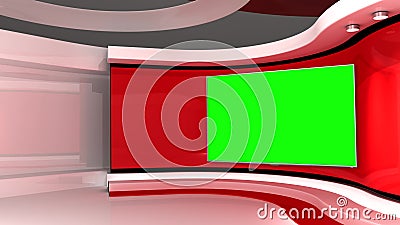 Tv Studio. News Room. Studio Background. Red. Newsroom Bakground. Green  Screen on Red Wall Stock Footage - Video of stage, abstract: 214690714