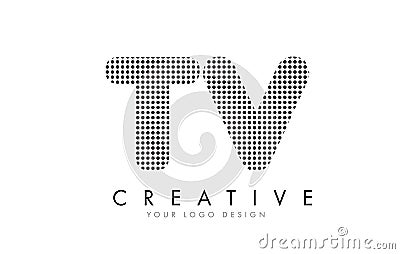 TV T V Letter Logo with Black Dots and Trails. Vector Illustration