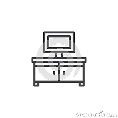 Tv table outline icon Vector Illustration