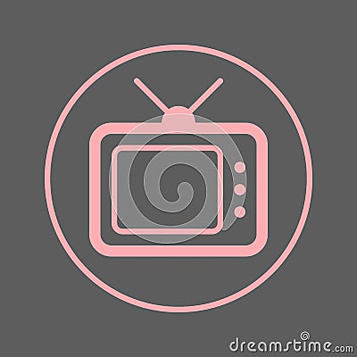 TV, television circular line icon. Round colorful sign. Flat style vector symbol. Vector Illustration