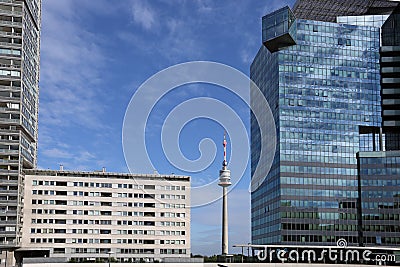 Tv tower and buidlings cityscape Vienna Editorial Stock Photo