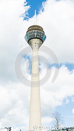 Tv tower in dusseldorf on clowdy sky background. germany Stock Photo