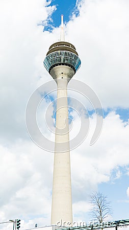 Tv tower in dusseldorf on clowdy sky background. germany Stock Photo