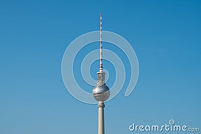 Tv tower isolated, Television Tower Fernsehturm in Berlin Stock Photo