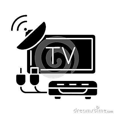 TV tuner black glyph icon Vector Illustration