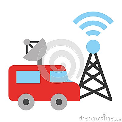 Tv van transport antenna broadcast breaking news Vector Illustration