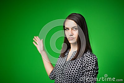 TV weather news reporter at work.News anchor presenting the world weather report.Television presenter recording in a green screen Stock Photo