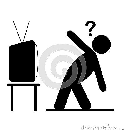 TV yoga tutorial lesson man pictogram flat icon isolated on whit Vector Illustration