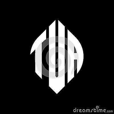 TVA circle letter logo design with circle and ellipse shape. TVA ellipse letters with typographic style. The three initials form a Vector Illustration