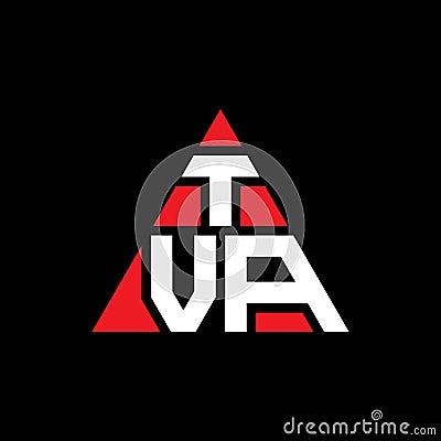 TVA triangle letter logo design with triangle shape. TVA triangle logo design monogram. TVA triangle vector logo template with red Vector Illustration