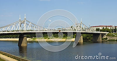 Tver, Old Volga bridge Stock Photo