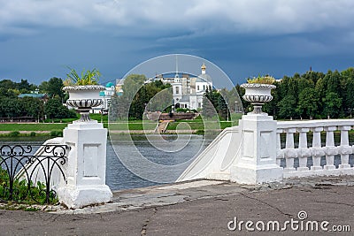 Tver, stairs for descending to the Volga Stock Photo