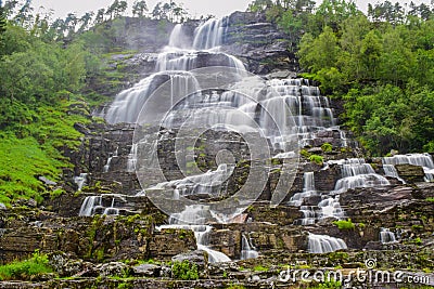 Tvindefossen waterfall in Norway Stock Photo