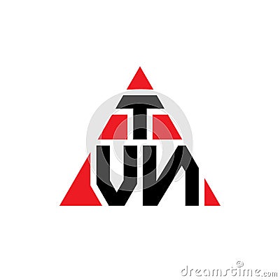 TVN triangle letter logo design with triangle shape. TVN triangle logo design monogram. TVN triangle vector logo template with red Vector Illustration