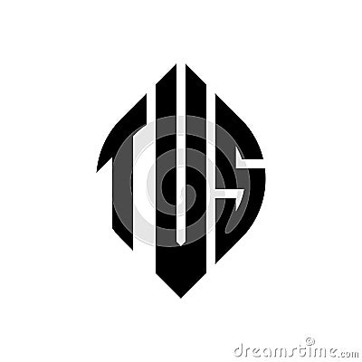 TVS circle letter logo design with circle and ellipse shape. TVS ellipse letters with typographic style. The three initials form a Vector Illustration