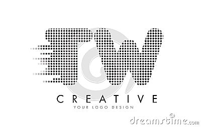 TW T W Letter Logo with Black Dots and Trails. Vector Illustration