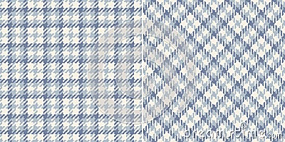 Tweed check plaid pattern print for dress, jacket, scarf in grey blue and off white. Seamless small textured Scottish tartan. Vector Illustration